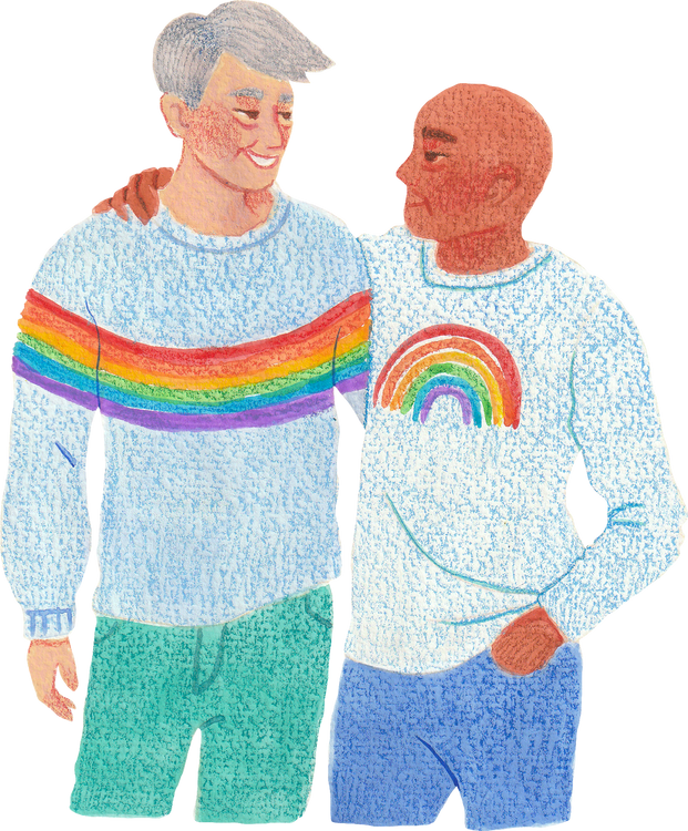 Organic Textured LGBTQ Elders Gay Couple Sweater